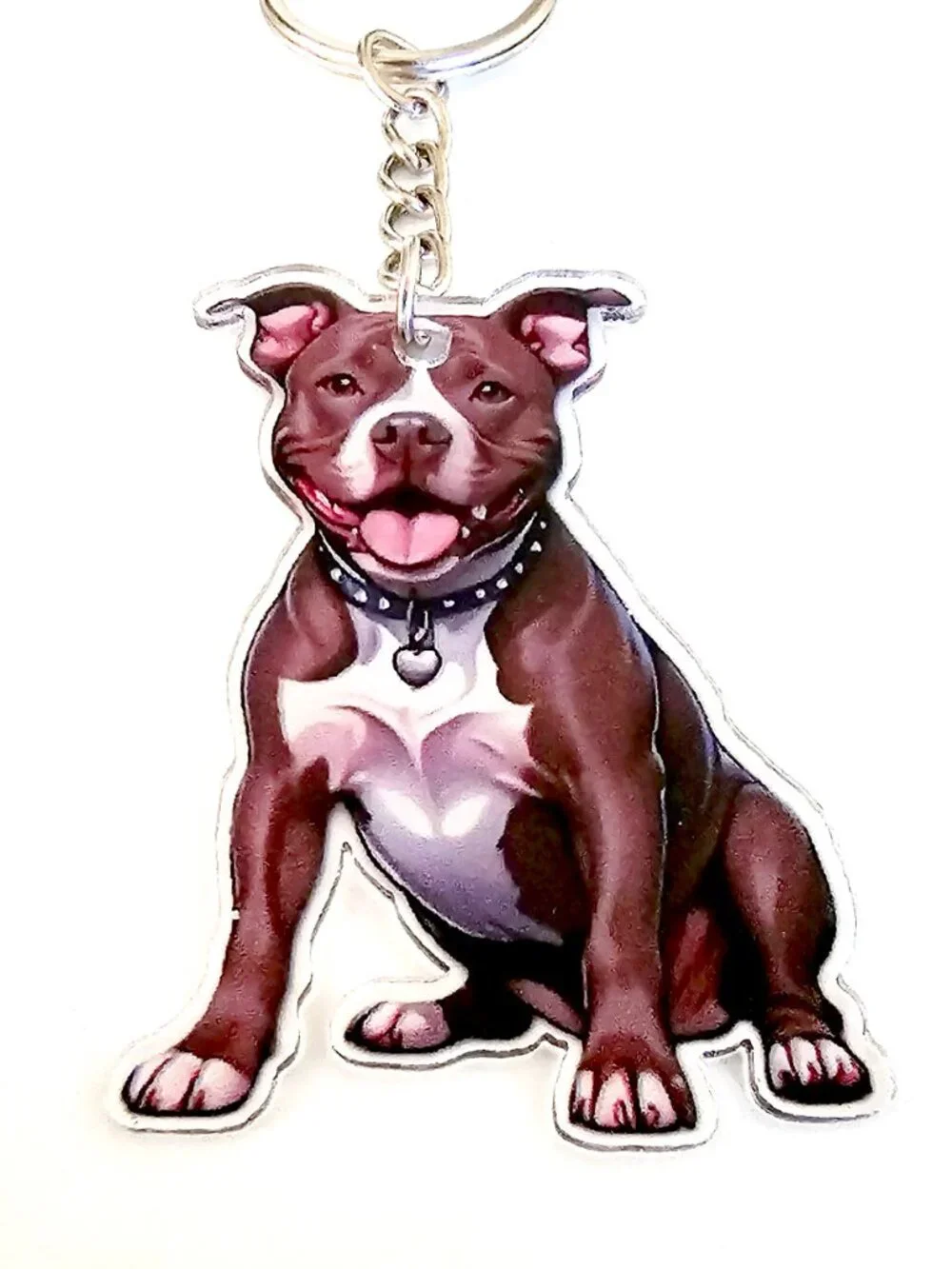 Pit Bull Acrylic Keychain, Unisex,Dog Lover American Bully Staffy Gift Pet Charm